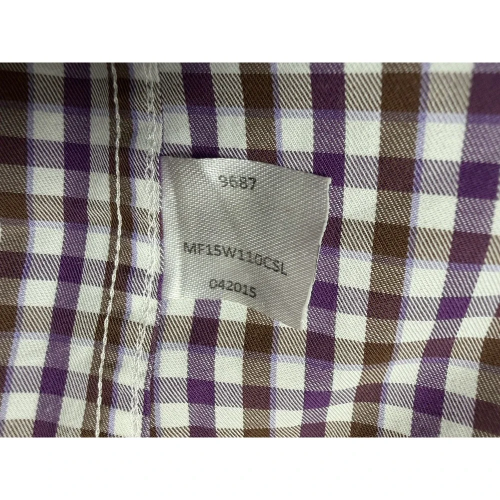 PETER MILLAR Button Up Gingham Check Shirt Men L Purple White Preppy Long Sleeve